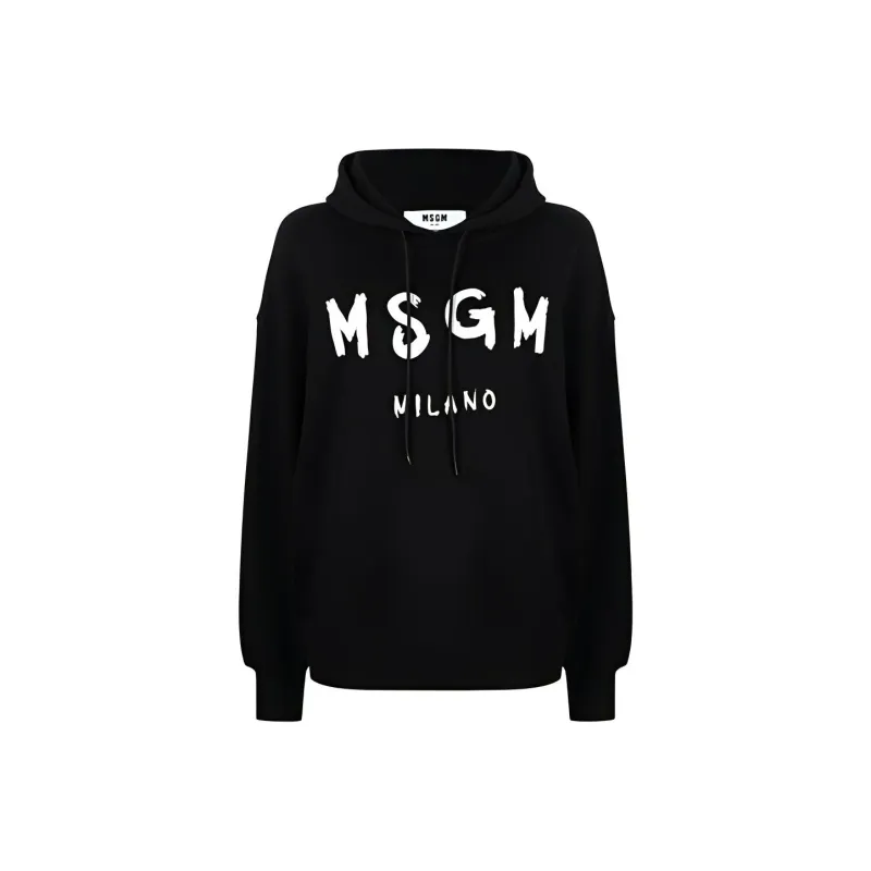 MSGM Logo Printed Drawstring Hoodie-0