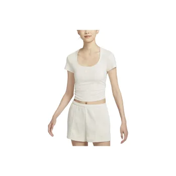 Nike Sportswear Chill Knit Women's Short Sleeve Square Neck Top 'Light Orewood Brown/Sail'