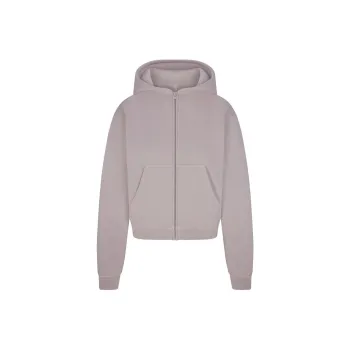 SKIMS SS24 Summer Collection FRENCH TERRY SHRUNKEN ZIP UP HOODIE Sweatshirt Women's OYSTER/Oyster