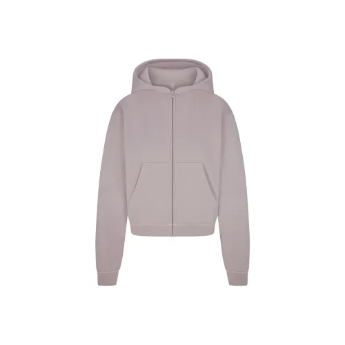 SKIMS SS24 Summer Collection FRENCH TERRY SHRUNKEN ZIP UP HOODIE Sweatshirt Women's OYSTER/Oyster