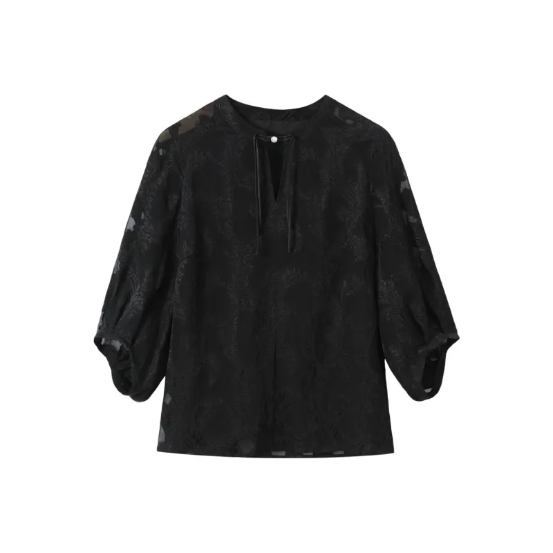 H YXIANG T Shirts Women's Black-0