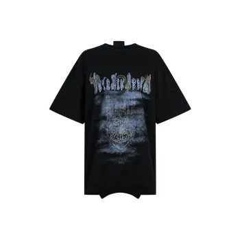 Valeria Obbaco Fashion Trend Distressed Cathedral Wash Short-Sleeved T-Shirts Unisex