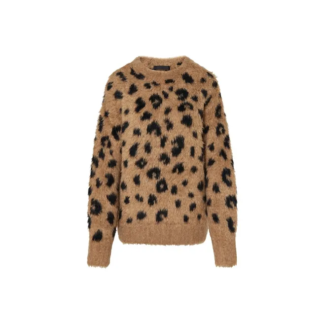 MOCO Sweater Women's Camel Brown Leopard-0