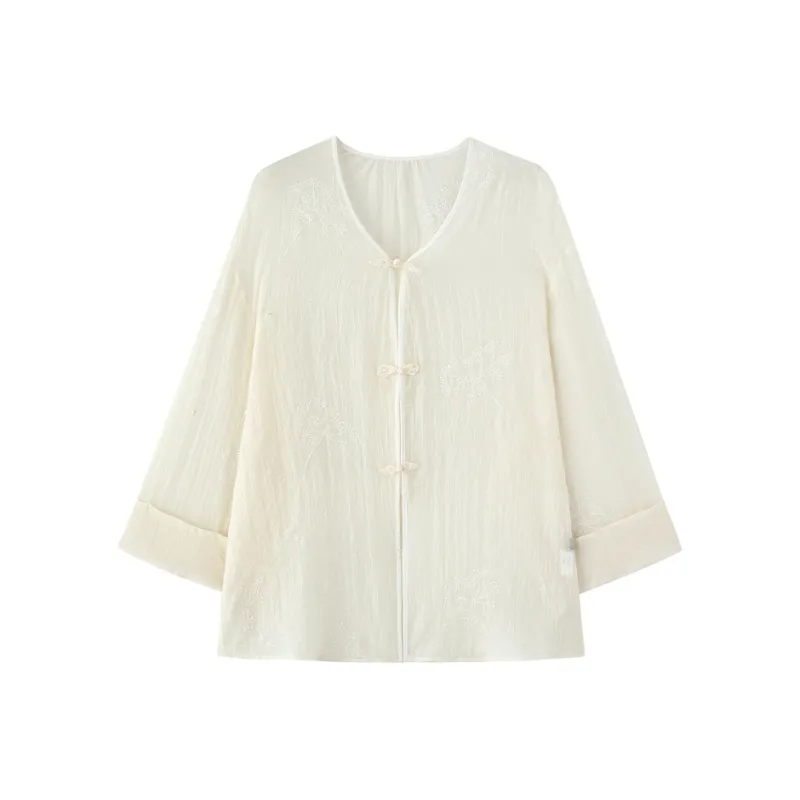 ZHOUMIAO Shirt Women's Dawn Mist Clear Song-0