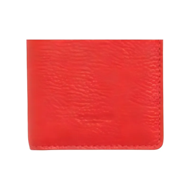 COACH Glossy Finish Pebbled Leather Card Holder, Wallet Mini Women's Coral Red-3
