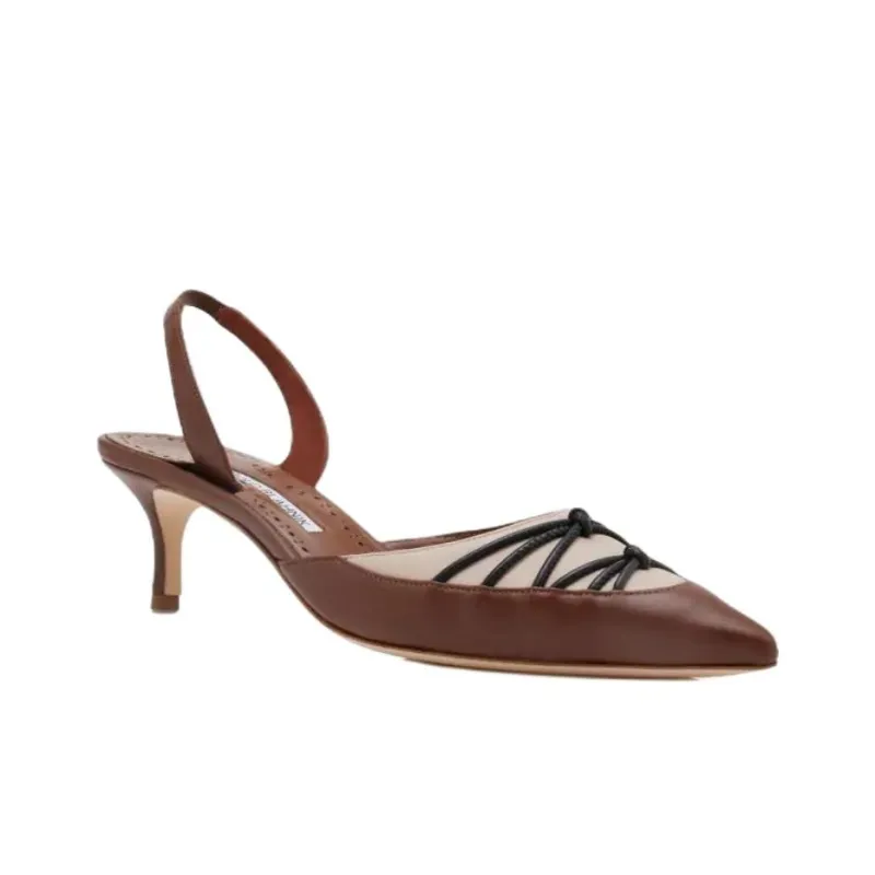 MANOLO BLAHNIK Maretsli Slim Heel High Heels 5cm Women's Brown-1