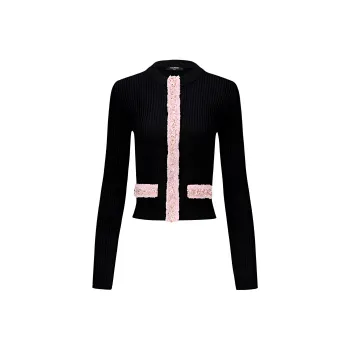BALMAIN SS24 Knitwear Women's Black & Rose Red