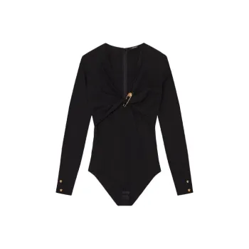 VERSACE Safety Pin Bodysuit 'Black'