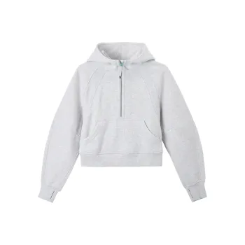 Lululemon Scuba Oversized Half Zip Hoodie Sweatshirt Women's Super Light Gray