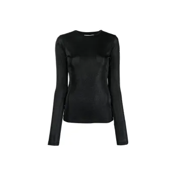 MSGM Long Sleeved Crewneck Metallic Jumper
