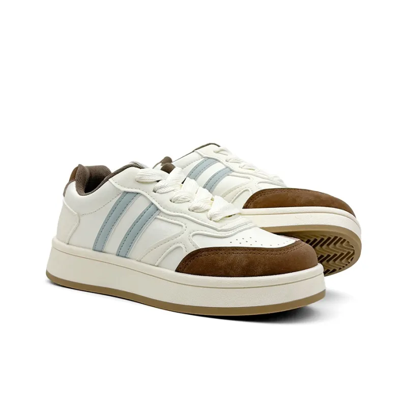 Mengsai Cushioning, Wear Resistant Low Top Skateboard Shoes Women's Blue Brown-5