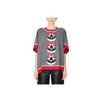 MOSCHINO Intarsia knit Floral Poncho Top