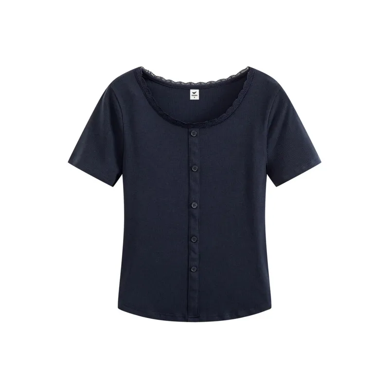 FASTFISH Regular T Shirt Women's Navy Blue-0