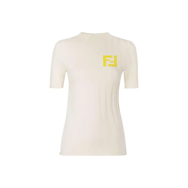 FENDI Ff Intarsia-Knit Short Sleeved Pullover-0