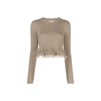 JW Anderson Cropped Fringed Hem Knitted Jumper