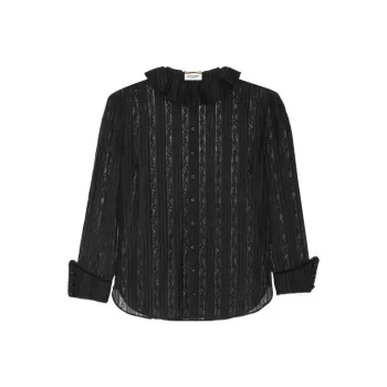 SAINT LAURENT Long Sleeved Lace Shirt