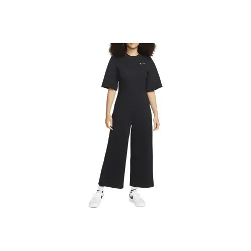 Nike Women's Logo Print Short Sleeve Jumpsuit Black