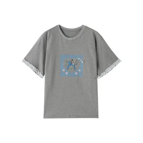 TEME Drop Shoulder Sleeve T Shirt Women's Gray