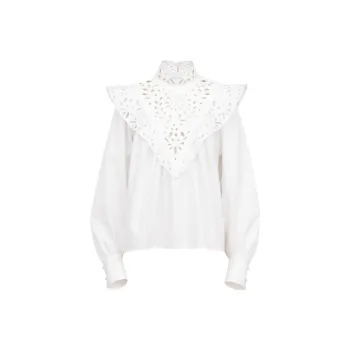 Chloé Broderie Anglaise High Neck Blouse