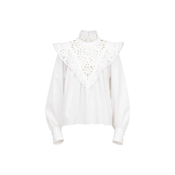 Chloé Broderie Anglaise High Neck Blouse-0