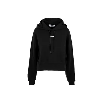 MSGM Logo Printed Cropped Hoodie