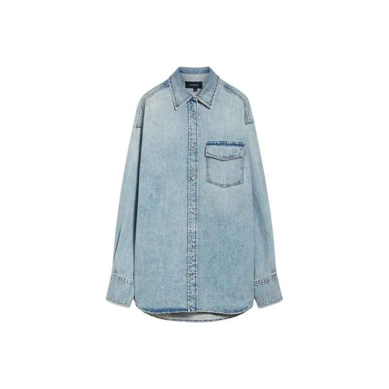 SportMax Buttoned Long Sleeved Denim Shirt-0