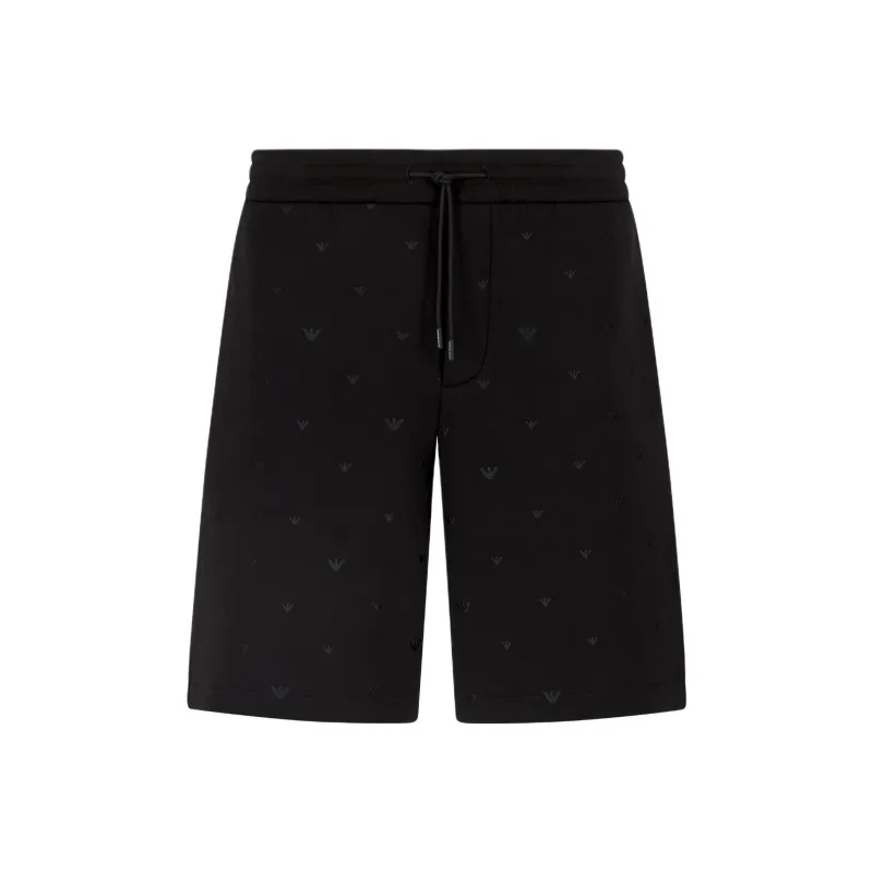 EMPORIO ARMANI Double Jersey Bermuda Shorts With All over Micro Eagle Embroidery-0