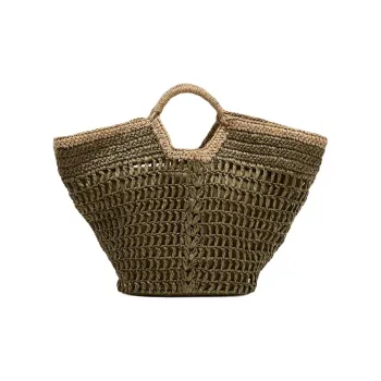ZARA Cellulose Material One Shoulder Handbag Large Size Women's Green