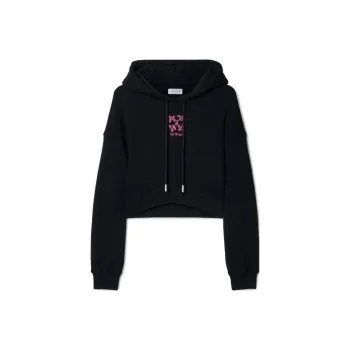 OFF WHITE Logo Embroidered Cropped Hoodie