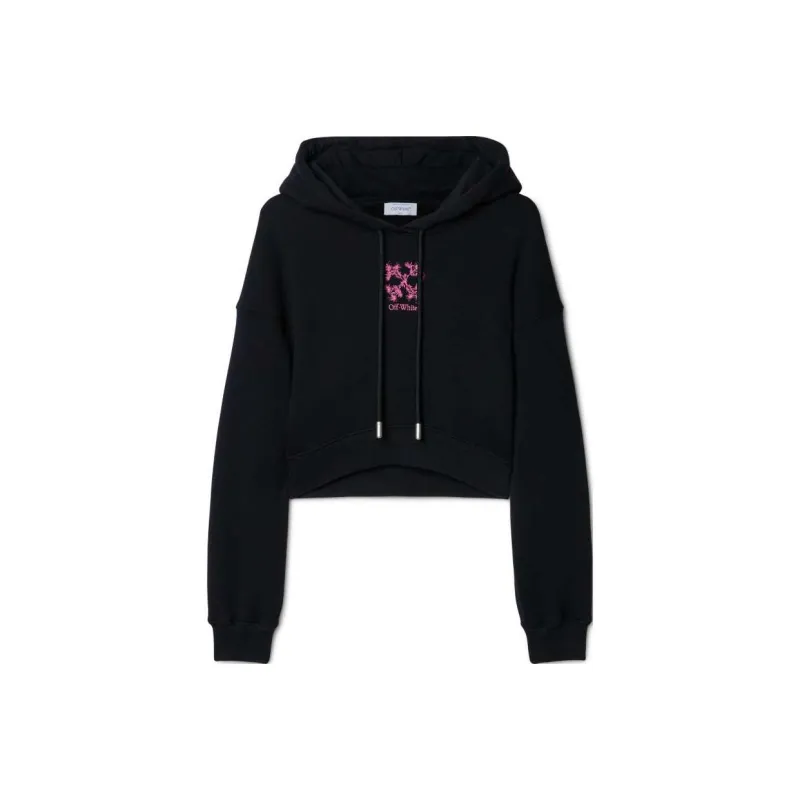 OFF WHITE Logo Embroidered Cropped Hoodie-0
