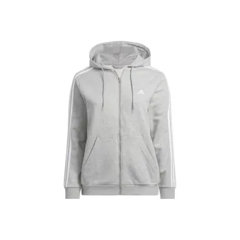 Adidas Free Shipping With AdiClub Essentials 3 Stripes Full Zip Fleece Hoodie Plus Size