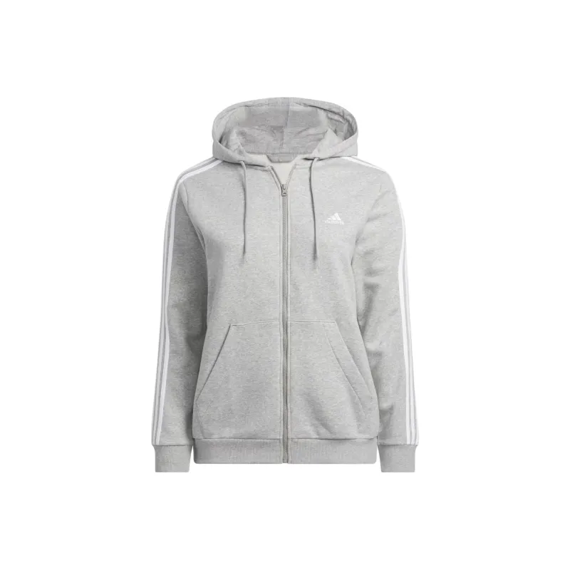 Adidas Free Shipping With AdiClub Essentials 3 Stripes Full Zip Fleece Hoodie Plus Size-0