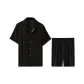 Black Short-Sleeved Set (Women's-Shorts+Short-Sleeved Shirt)