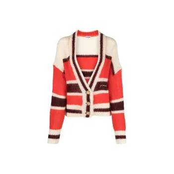GANNI Striped V neck Cardigan