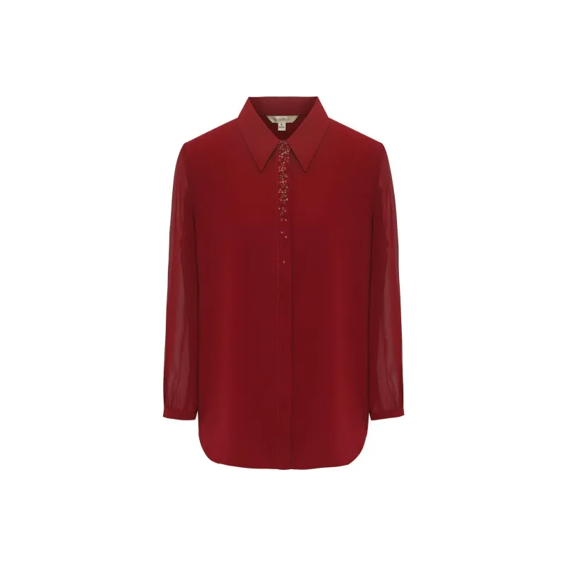 BBLLUUEE Shirt Women's Maple Leaf Red-0