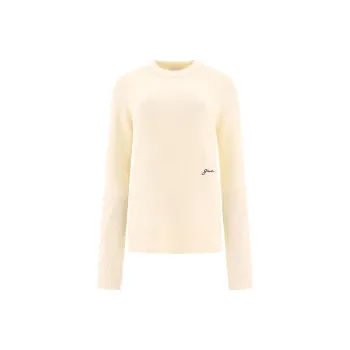 GANNI Egret Logo Embroidered Jumper