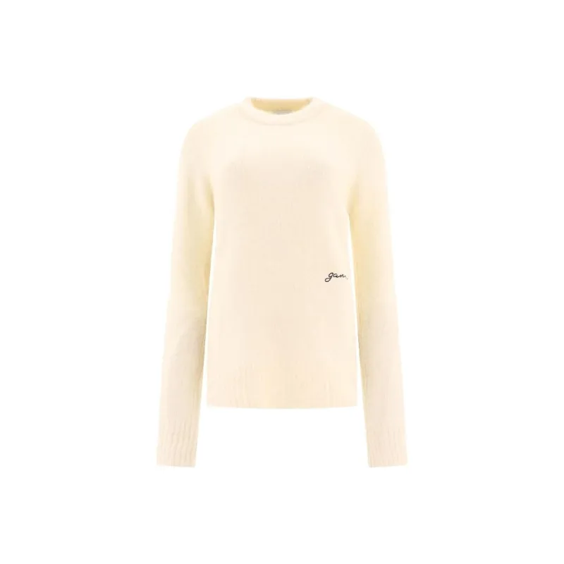 GANNI Egret Logo Embroidered Jumper-0