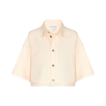 Bottega Veneta Wide Sleeved Cropped Denim Shirt