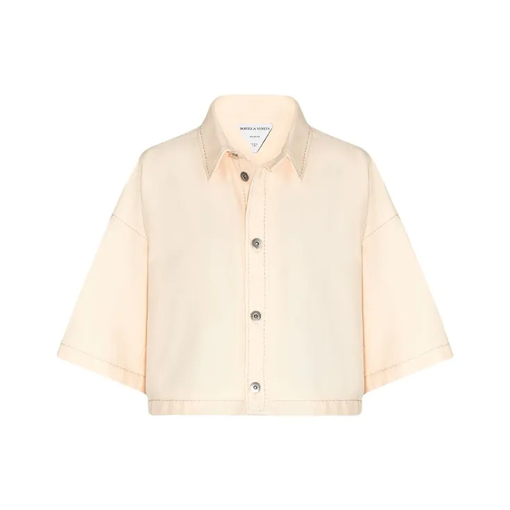 Bottega Veneta Wide Sleeved Cropped Denim Shirt-0
