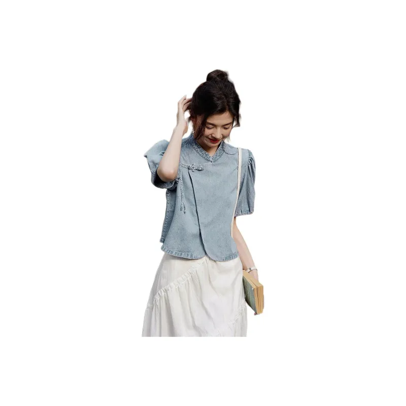 【dme】 Shirt Women's Light Denim Blue-0