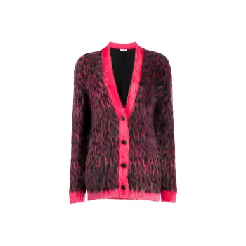 SAINT LAURENT Leopard Knitted Cardigan