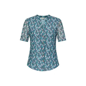 JZ. ANNAKRO Shirt Women's Flower Lake Blue