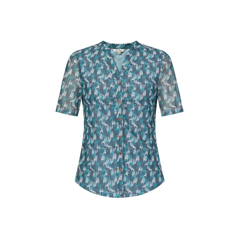 JZ. ANNAKRO Shirt Women's Flower Lake Blue-0