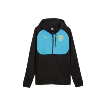 PUMA Manchester City Full-zip Hoodie Men Soccer Jerseys Men's Black Blue