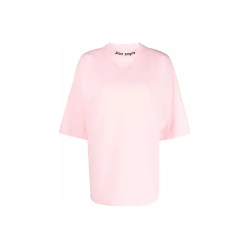 PALM ANGELS Women's Gothic Logo Oversized T Shirt Pink/Black