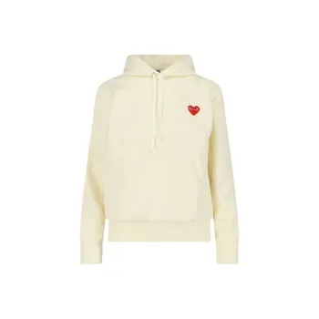 Comme Des Garcons Play Red Heart Hoodie Ivory