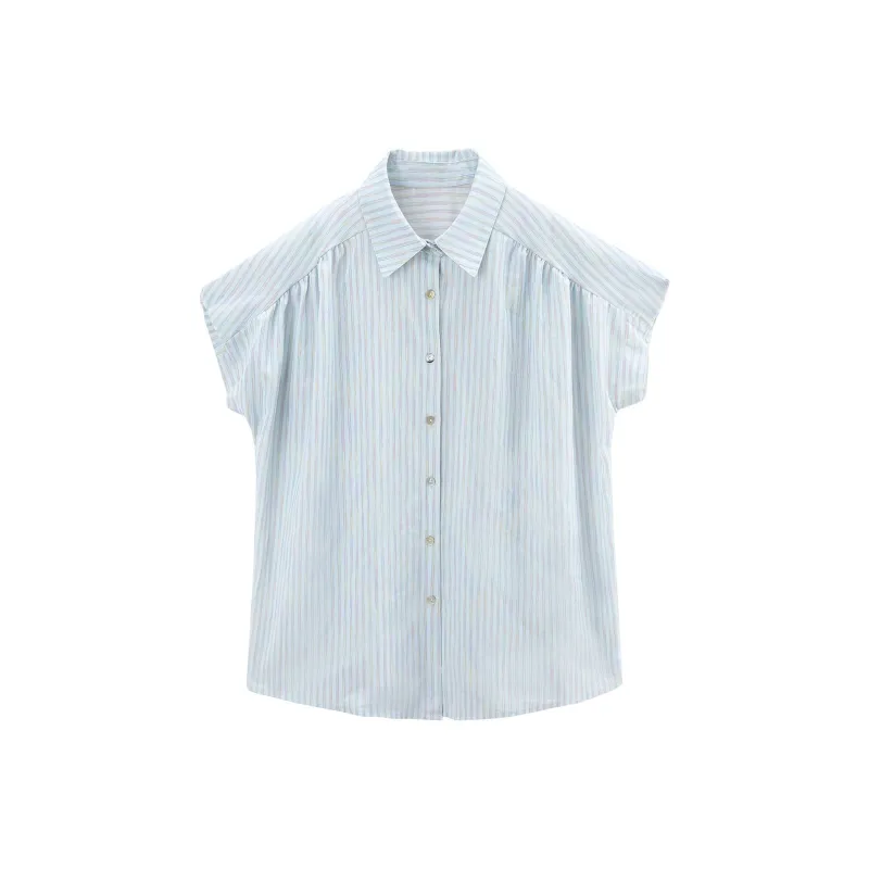 A Paradise For Awakening Shirt Women's Blue Stripes-0
