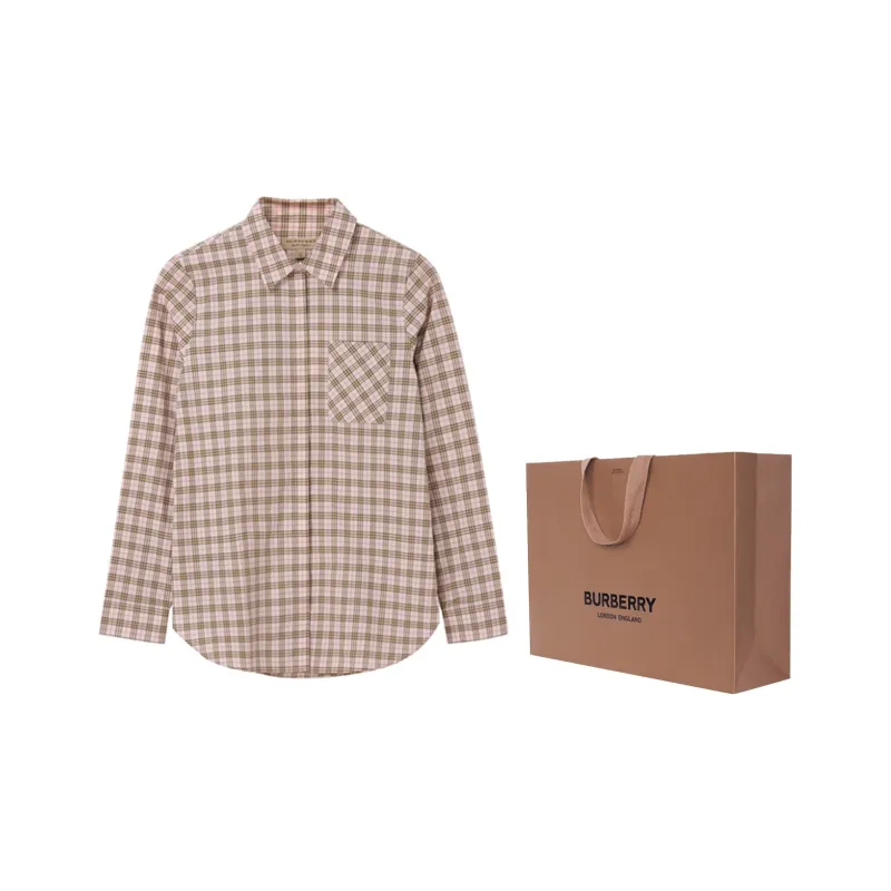 Burberry Women's Checked Cotton Shirt Pink-5