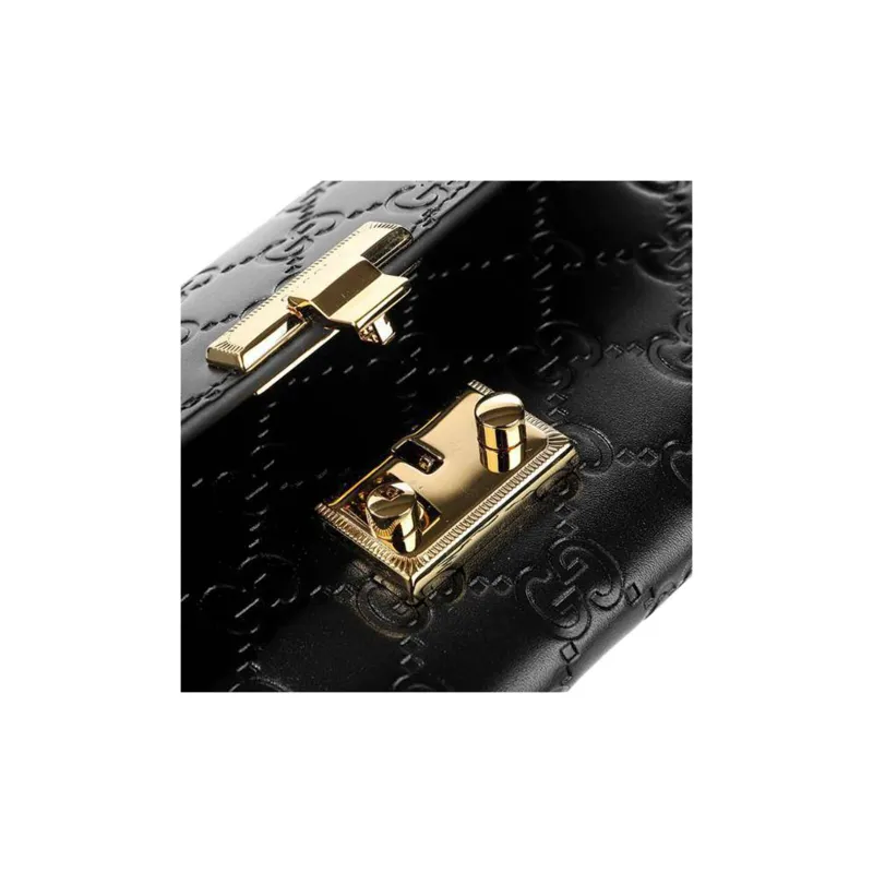 GUCCI Cow Leather Shoulder Bag Women's Black-5