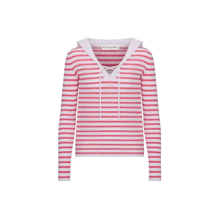 DIOR SS22 Slim Fit Knitwear Women's Pink White Multicolor-0